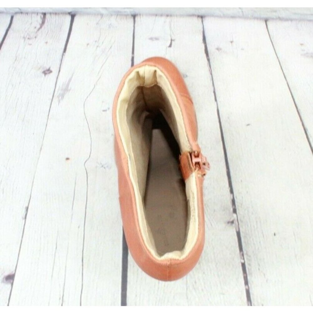 LL Bean Burnt Orange Leather Cap Toe Block Heel Side Zip Boots Size 8 M - Picture 6 of 9